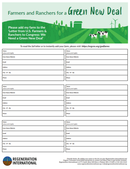 Farmers & Ranchers for a Green New Deal Sign-On Form Image Preview