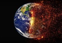 earth world globe climate change fire embers